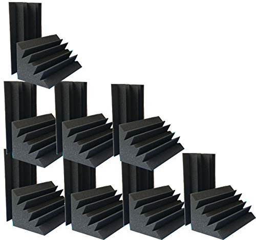 12 x 12 x 24,4 cm, Akustikschaumstoff, 16 Stück in schwarzer Bassfalle, schalldichter Schaumstoff