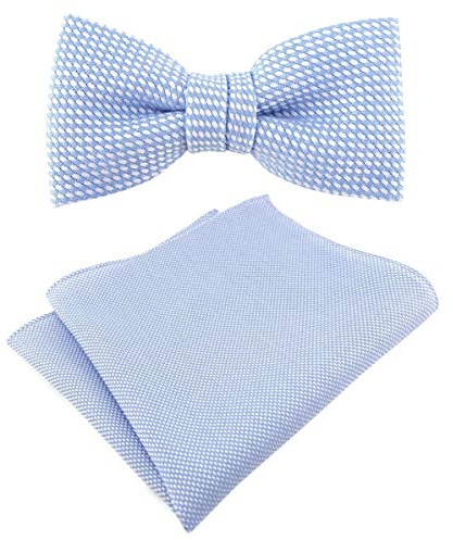 TigerTie Set Kleinkinder Baby Fliege Pique + Einstecktuch in uni gemustert 100% Baumwolle, vorgebundene Schleife mit Sichtband - 20 bis 32 cm Halsumfang verstellbar + Aufbewahrungsbox