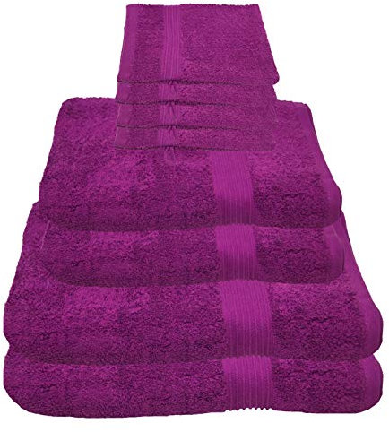 Julie Julsen 8 TLG Handtuchset 2 Badetücher 2 Handtücher 4 Waschhandschuhe Reine Baumwolle über 30 Farben Lila