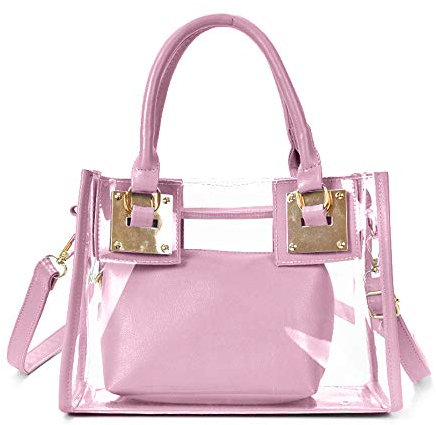 Segater® Petit sac à main transparent en forme de sac à bandoulière pour femme, sac de plage transparent, rose, Small