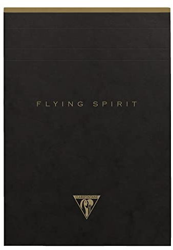Clairefontaine 102636C - Notizblock Flying Spirit, an Kopfseite geleimt, liniert, 14,8 x 21cm, 70 Blatt, 1 Stück, Schwarz mit sortierten Designs