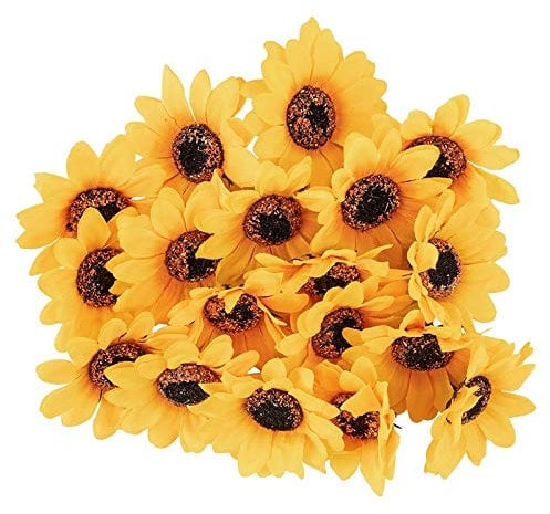 Ideen mit Herz Deko-Blüten, Kunstblumen, Blüten-Köpfe, Verschiedene Sorten, ca. Ø 7 cm (Sonnenblumen - gelb - 18 Stück)