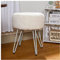 INMOZATA Dressing Table Stool Makeup Vanity Stool Round Fluffy Stool with Metal Legs White Stool for Dressing Table Bedroom Living Room White