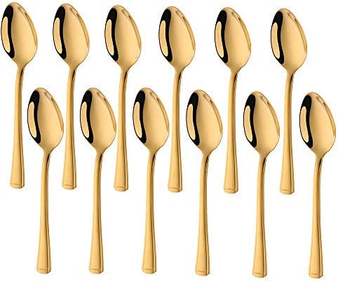 Meisha Stainless Steel Teaspoons, Set of 12, Gold Harley Pattern Tea Spoons Use for Home, Kitchen or Restaurant - Everyday Parish Cutlery
