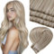 LaaVoo Lang Microbeads Extensions Echthaar Blond 55cm Micro Weft Extensions Menschliches Haar Unsichtbar 12Zoll Width EZE Micro Tressen Extensions Glatt #18/613 Aschblond Highlights Gebleichtes Blond