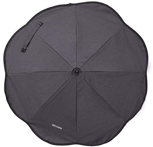 Sonnenschirm Design 945 mit Universalhalterung von Gesslein Sonnenschutz für Kinderwagen & Buggys 70cm Durchmesser, biegsam, 3-fach verstellbar, für Rund- und Ovalrohre, anthrazit meliert, 805945000