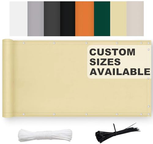 Aiyaoo Sichtschutz für Balkon 60x300cm Windschutz Wasserdicht Blickdicht Blende Windschutz Folie 100% Privatsphäre für Garten Balkon Swimming Pool Beige