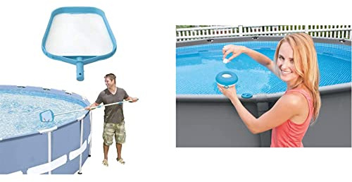 INTEX Diffuseur Flottant 12,7cm & Epuisette de Surface Bleu 29,5x31,5x2,5 cm