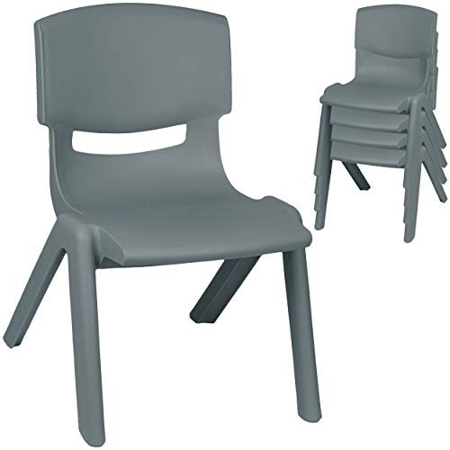alles-meine.de GmbH 4 Stück - Kinderstühle/Stühle - Farbwahl - grau - anthrazit - Plastik - bis 100 kg belastbar/kippsicher - für INNEN & AUßEN - 0-99 Jahre - stapelbar - G..