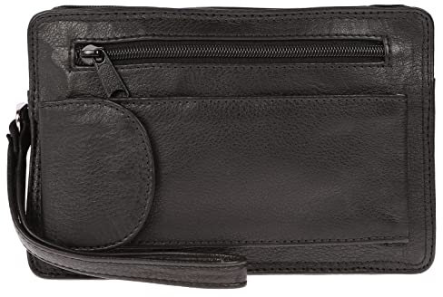 Christian Wippermann Herren echt Leder Handgelenktasche Herrenhandtasche Tasche Doppelkammer