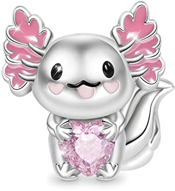 GNOCE Axolotl Umarmt Herz Edelstein Charm Bead Sterling Silber Weihnachtsschmuck Geschenk Für Frauen Mädchen Tochter Fit Schlangenkette Armbänder/Halskette