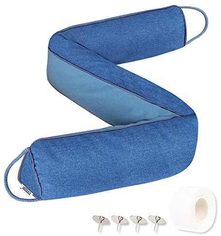 TORRAMI 96,5 cm triangle de porte anti-courants d'air sous le bas Isolation phonique 1 kg Joint de protection contre les courants d'air pour portes et fenêtres – Bleu