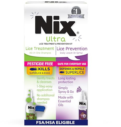 Nix Lice Treatment & Prevention Kit, All-in-One Shampoo, 4 fl oz, with Lice Removal Comb and Lice Prevention Daily Leave-in Spray, 6 fl oz