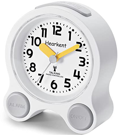 Hearkent Dementia Clock Talking Clock for Seniors or Blind People Radio Controlled with 5 Sets of Separate Alarms English Speaking Pleasant Voice (YELLOW)