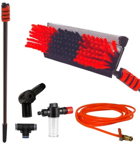 Teleskop-Besen für die Reinigung von, Starlyf Telescopic Hydrocleaner, Teleskopstange bis zu 7 MTS, fensterputzer, wasserbetrieben, Seifenspender, für Sonnenkollektoren, LKW, Bus, Autos (7m)