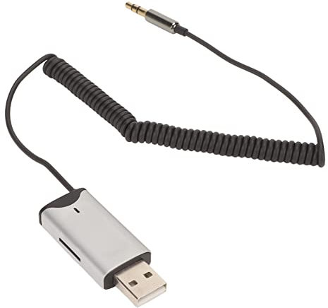 Septpenta BT AUX-Adapter, Aluminiumstecker, SBC-Encoder, Eingebautes Mikrofon, USB-Anschluss Bietet Strom, USB 2.0 Bis 3,5 Mm Für Auto- Und Verstärker-Stereo-Audiosysteme
