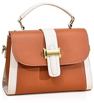 NICOLE & DORIS Kleine Handtasche Damen Mode Umhängetasche Elegant Schultertaschen PU Leder Satchel Handtasche Mehrfarbige Henkeltasche Mädchen Crossbody Bag Braun