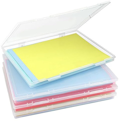 Winter Shore Tragbare Archivbox A4 [4er-Pack] - Durchsichtige Organizer A4 für Dokumente, Briefe, Sammelalben, Zeitschriften - Box A4 für die Aufbewahrung von Schulmaterial & Bürounterlagen