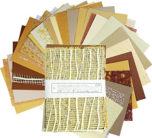 30 Papier Scrapbooking,DIY Handgeschöpftes Deko-Papier für Journaling Zubehör, Dekoratives Bastelpapier, Collage, Kugel, Junk-Journal, Planer (Gold -8,27 Zoll x 5,91 Zoll)