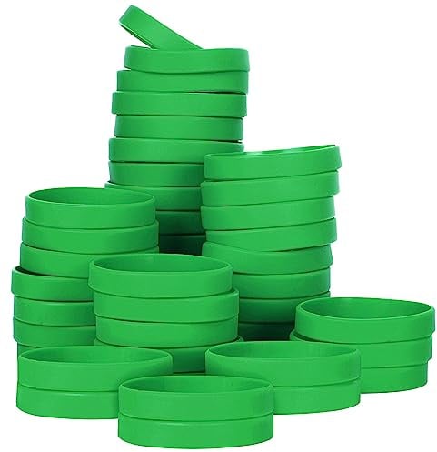 Lot de 100 bracelets en silicone vierges universels pour adultes, hommes, femmes - Vert