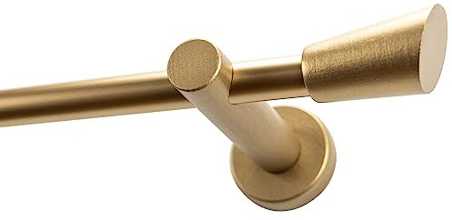 Garesa Gardinenstange Molis Ø 20mm, 1-läufig, Gold, matt lackiert I Stabile Vorhangstange ohne Ringe I Mit Endknopf Keil I Auch für mittelschwere Vorhänge I 160cm