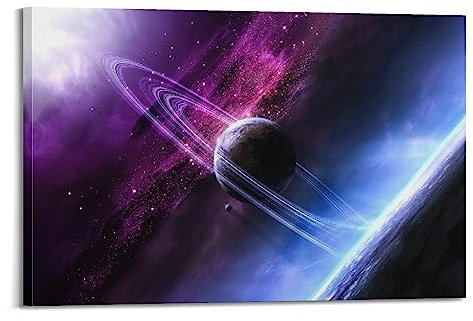 KYTIN Weltraumposter Andromeda Galaxie mit Planet im Weltraum, dekorative Malerei, Leinwand, 20 x 30 cm