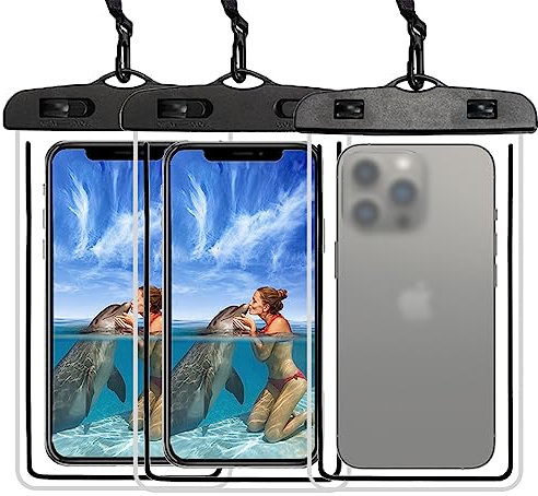 BSITSSS 3 Pieza Funda Impermeable Móvil, Universal Funda Movil Impermeable Agua IPX8 Bolsa Estanca para Teléfonos hasta 7'', Funda Acuatica Movil para iPhone 13/12/11/Pro MAX, Galaxy, Hu_awei