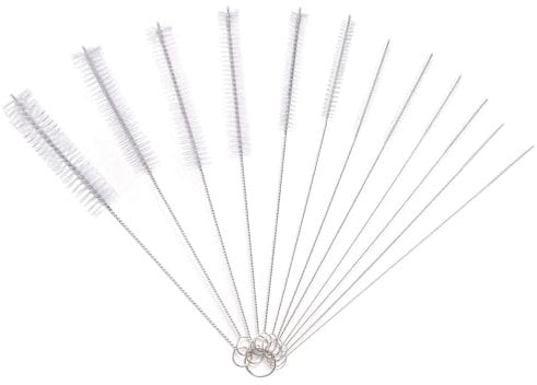 Senshuomy 12 Pcs Cleaning Brush Set, Bottle, Straw, Pipe, Nylon Bristle Brushes, White