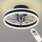 RIYNFO LED Ceiling Fans with Lights Remote,Reversible Bladeless Modern Ceiling Fan Lights Flush Mount 16 inch 6 Speeds 3 Color Dimmable Black Ceiling Fan Light for Bedroom