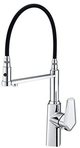 Rubinetto a 3 vie per lavello da cucina Miscelatore da cucina con doccetta estraibile Miscelatore con tubo in silicone nero Miscelatore per lavello da cucina con doccetta a 2 modalità Rubinetto con f