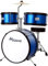 ROCKSTAR MUSIC - Batería Infantil de Madera para Jóvenes Músicos - Kit Completo de Percusión, Calidad Sonora Excepcional, Diseño Ergonómico - Incluye Asiento, Pedal de Bombo, Baquetas, Azul metalizado
