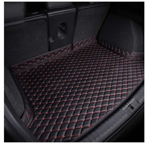 Passgenaue Kofferraummatte Aus Leder für Op-EL Meriva A 2003-2010, Staubdicht Waterproof Kofferraum Schutzmatten, Kofferraumwanne Antirutschmatte,D/Black-red