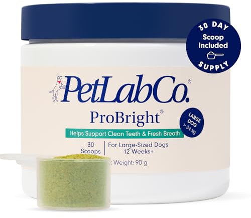 PetLab Co. ProBright® Dental Powder - Dog Breath Freshener - Teeth Cleaning Made Easy – Targets Tartar & Bad Breath - Formulated for Large Dogs