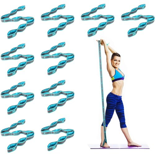 DEHUB Yoga Stretch Gurt mit 8 Schleifen - Waschbarer, Hochelastischer Gymnastik-Gurt für Stretching und Heißes Training