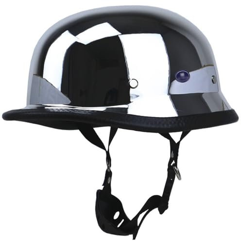 OZXDKJ Retro Motorradhelm DOT/ECE-Zugelassen, Motorrad Offener Helm, Halbhelme Herren Damen, Vintage Street Silber Motorrad Jethelme, Open Face Helme Für Chopper Scooter,XL=(61-62cm)