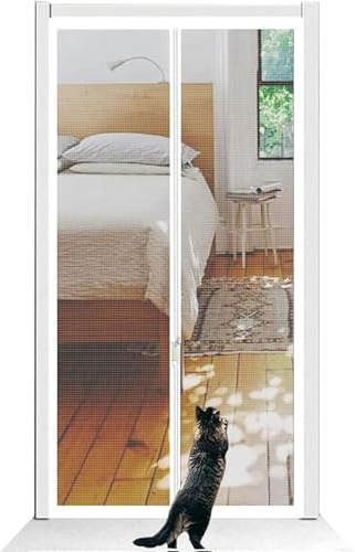 Barrière for Chat, Porte Grillagée Anti Chat 3 Tailles for Chiens, Chats, Moustiques, Porte Chat Séparatrice for Salon, Cuisine, Chambre, Porte Chat sans Issue avec Fermeture Éclair(Size:70x200cm)