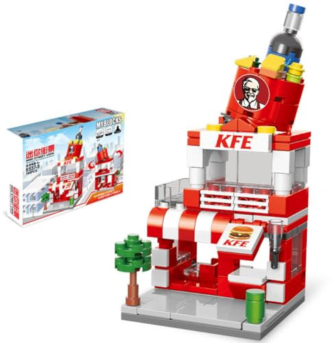 Street View City Cafe Building Kit, 167PCS Coffee Shop Modular House Building Set, MOC Creative House Model DIY Toys, Building Toy for Teenagers Adults Teens (Fast Food Shop)