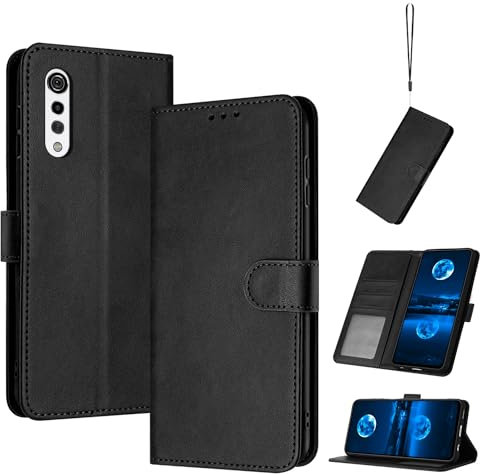 QiongniAN Handytasche kompatibel mit LG G9 Hülle Leder,kompatibel mit LG Velvet LM-G910EMW LM-G900N LM-G900EM LM-G900TM LM-G900N Hülle PU Flip-Telefonhülle Black