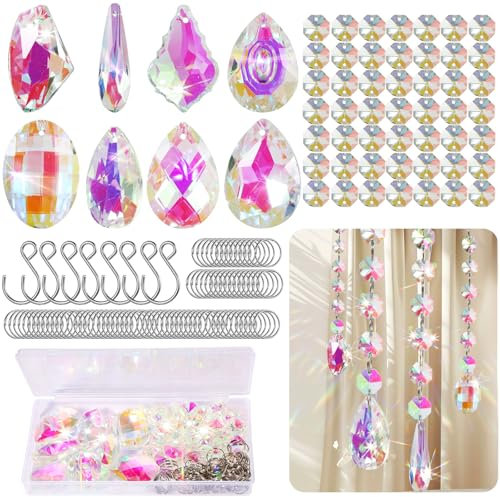 Annickee Acchiappasole Cristallo, 166 Pezzi Fai Da Te Acchiappa Sole Cristallo Fare Kit, Suncatcher in Cristallo, Sun Catcher con Cristalli da Appendere per Casa, Giardino, Finestra, Albero Di Natale