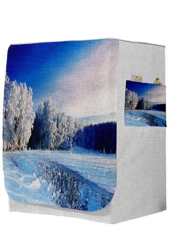 Highdi 3D Funda de Lavadora Cubierta, Secadoras de Carga Frontal Protector Exterior Cubierta a Prueba de Polvo (Capacidad S 6~7,5kg,Invierno 4)
