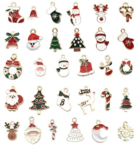 Colorich 30 Pcs Christmas Tree Hanging Ornament Decorations Pendants, Christmas Miniature Ornament, Mini Xmas Tree Snowman Santa Claus Hanging Embellishments For Christmas Decorations Tree