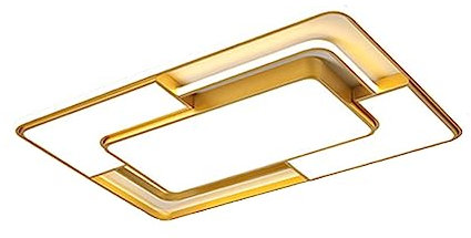 Lámpara de techo rectangular posmoderna con atenuación metálica y geometría, lámpara de techo LED empotrada for cocina, dormitorio, sala de estar, oficina, hotel ,Plafon techo(Gold,100*70cm)