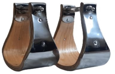 Craft Colt Hölzerne breite Western-Steigbügel mit Stahlüberzug, Holzglockensattel-Steigbügel (Größe:10,2 cm)