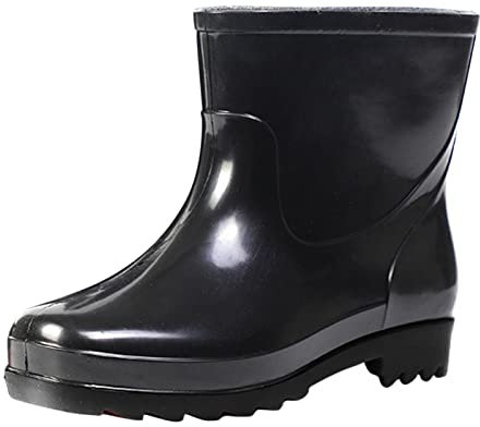 Stivali da Pioggia Corti in Gomma Impermeabili per Scarpe da Pioggia da Uomo da Giardino, Nero, 39 EU