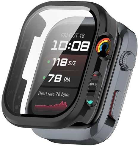 FTRONGRT Funda Compatible con Huawei Watch D2, PC + Película Templada, Protección Todo Incluido Anti-Rasguños Estuche Protector Compatible con Huawei Watch D2. Negro