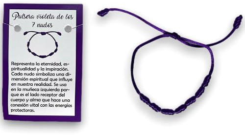HOSTENATURA Pulsera Siete nudos Cuerda Violeta - Representa la Eternidad, Espiritualidad y la Inspiración.