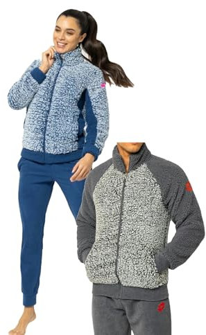 Lotto Tuta Donna in Pile con Zip Intera - Tuta in Pile Sherpa Effetto Agnellato - Tuta Donna Invernale Termica - Tuta Donna Completa (6071 ANTRACITE, L)