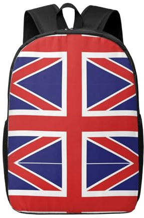 EdWal Zaino leggero con stampa bandiera inglese, unisex, casual, da viaggio, elegante, per lavoro e università, Nero , Taglia unica