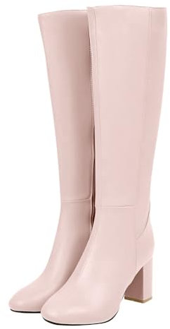 ticticlily Stivali Donna Scarpe a Punta Al Ginocchio Tacchi Alti Stivaletti Casual Eleganti per Autunno A Rosa 47 EU