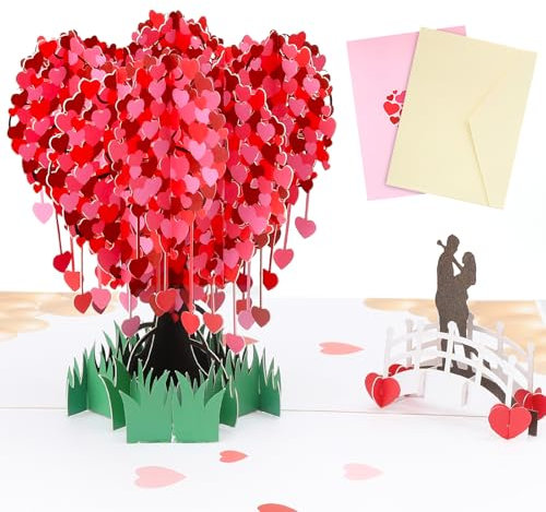 GDJIAJT Carte d'anniversaire pop-up 3D pour couple, arbre d'amour, carte personnalisée, pour couple, Saint-Valentin, déclaration d'amour, carte d'anniversaire, d'anniversaire de mariage, anniversaire